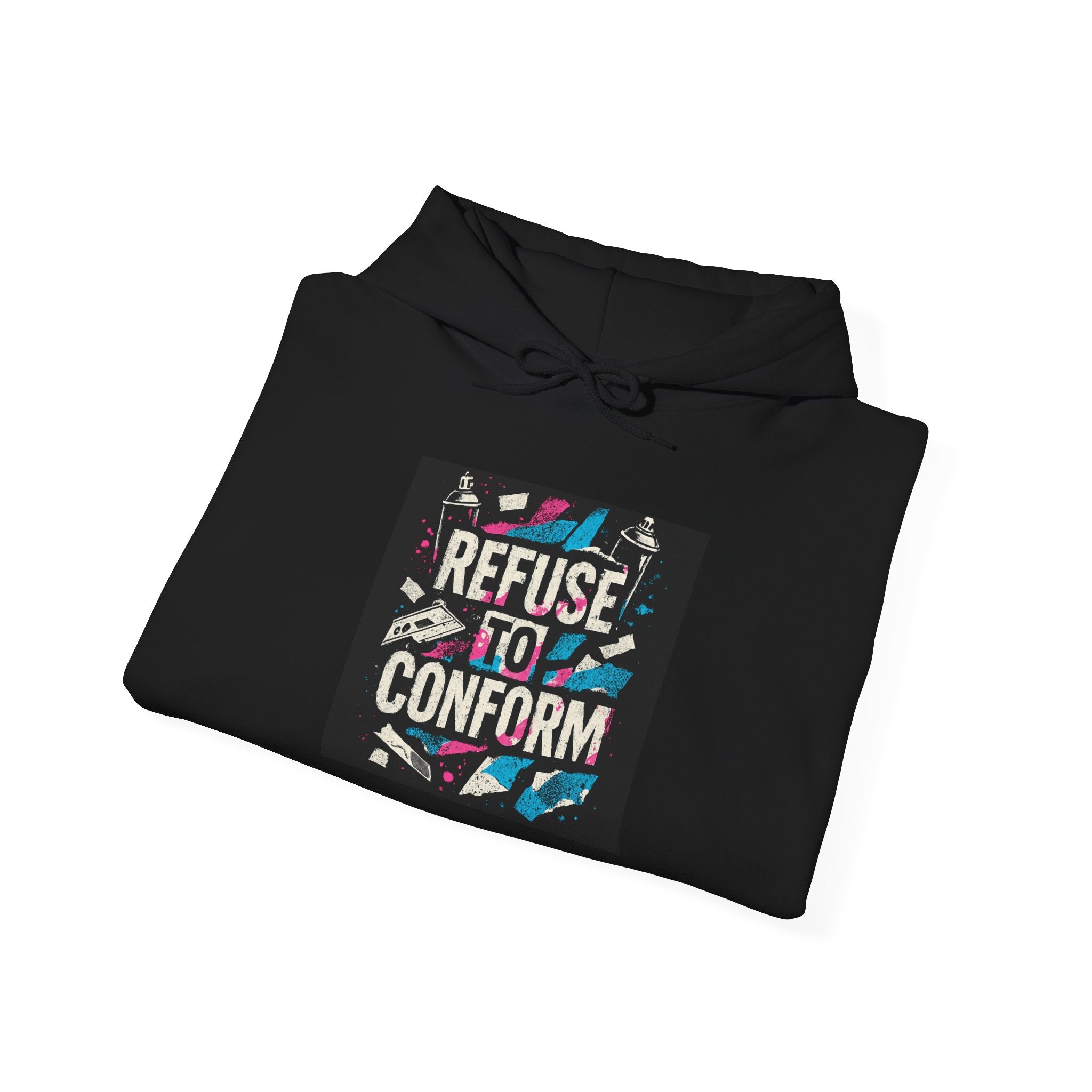 Refuse to Conform Hoodie — Retro Bold Graphic Protest Sweatshirt