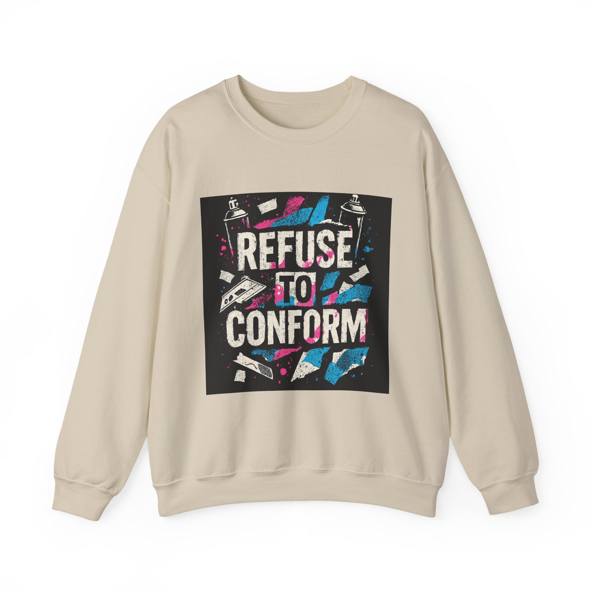 Refuse to Conform Graphic Sweatshirt — Bold Retro Protest Crewneck