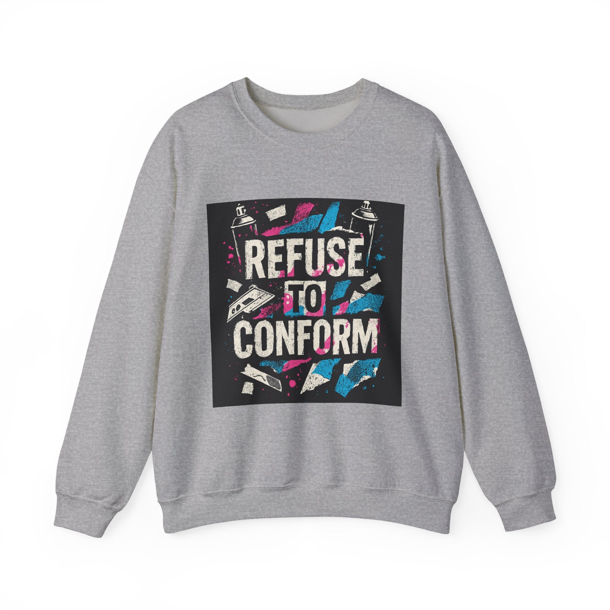 Refuse to Conform Graphic Sweatshirt — Bold Retro Protest Crewneck