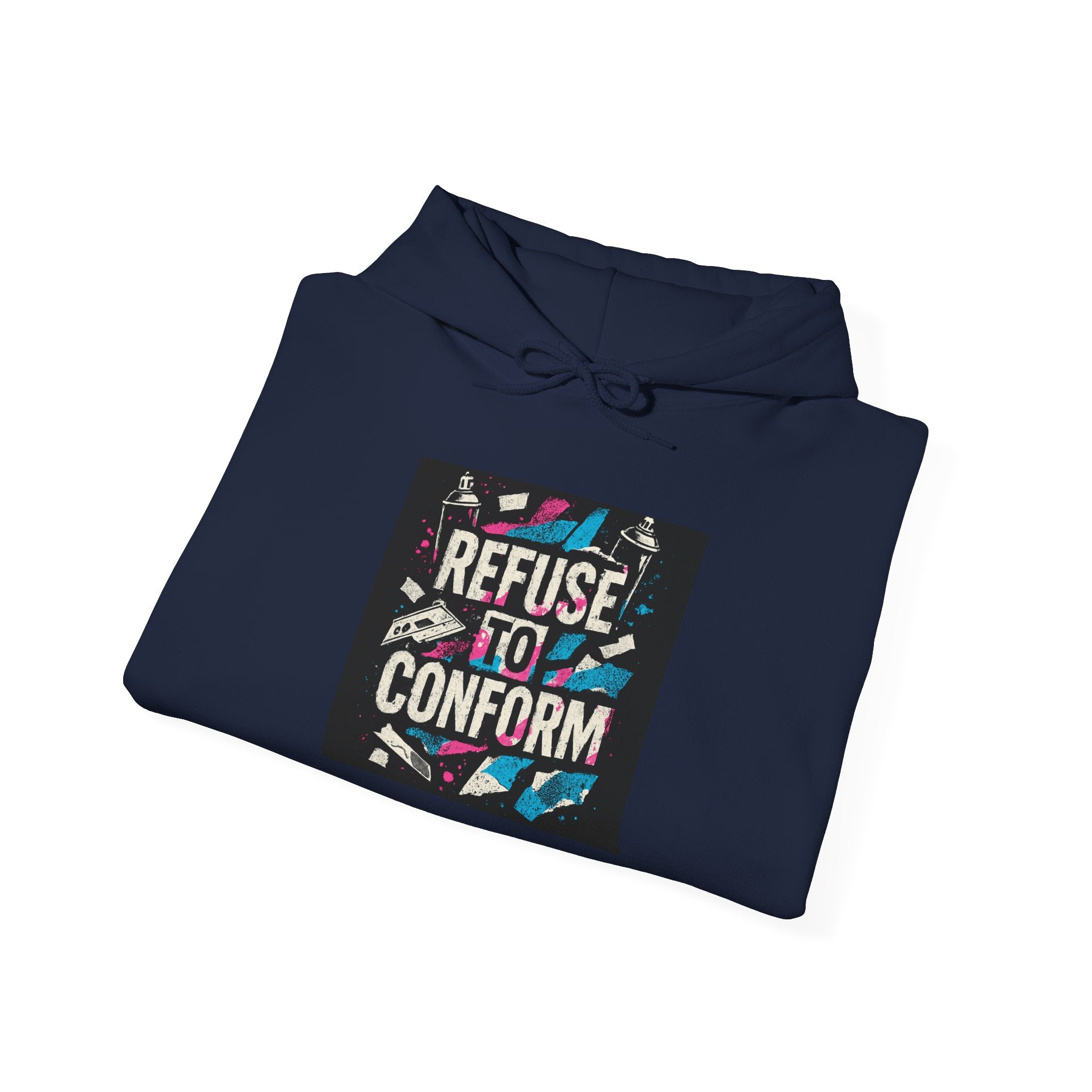 Refuse to Conform Hoodie — Retro Bold Graphic Protest Sweatshirt