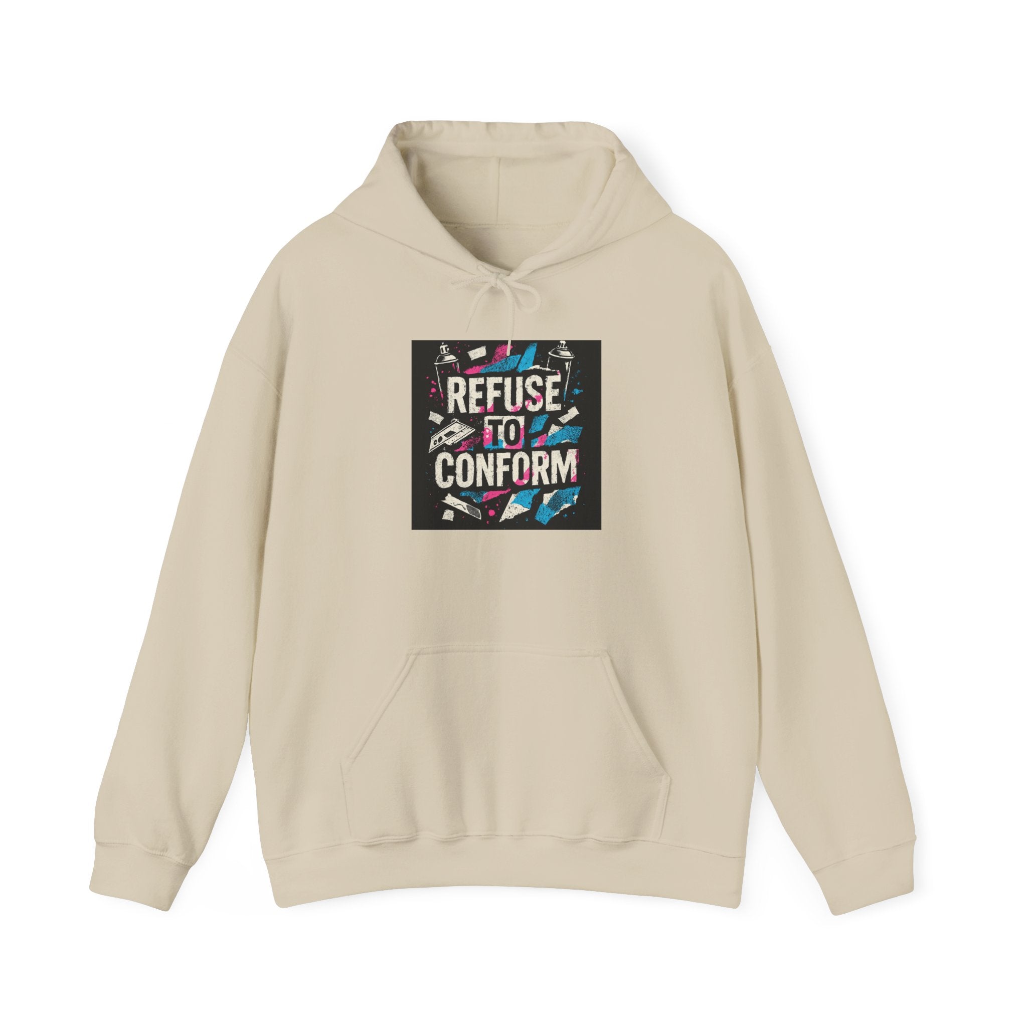 Refuse to Conform Hoodie — Retro Bold Graphic Protest Sweatshirt