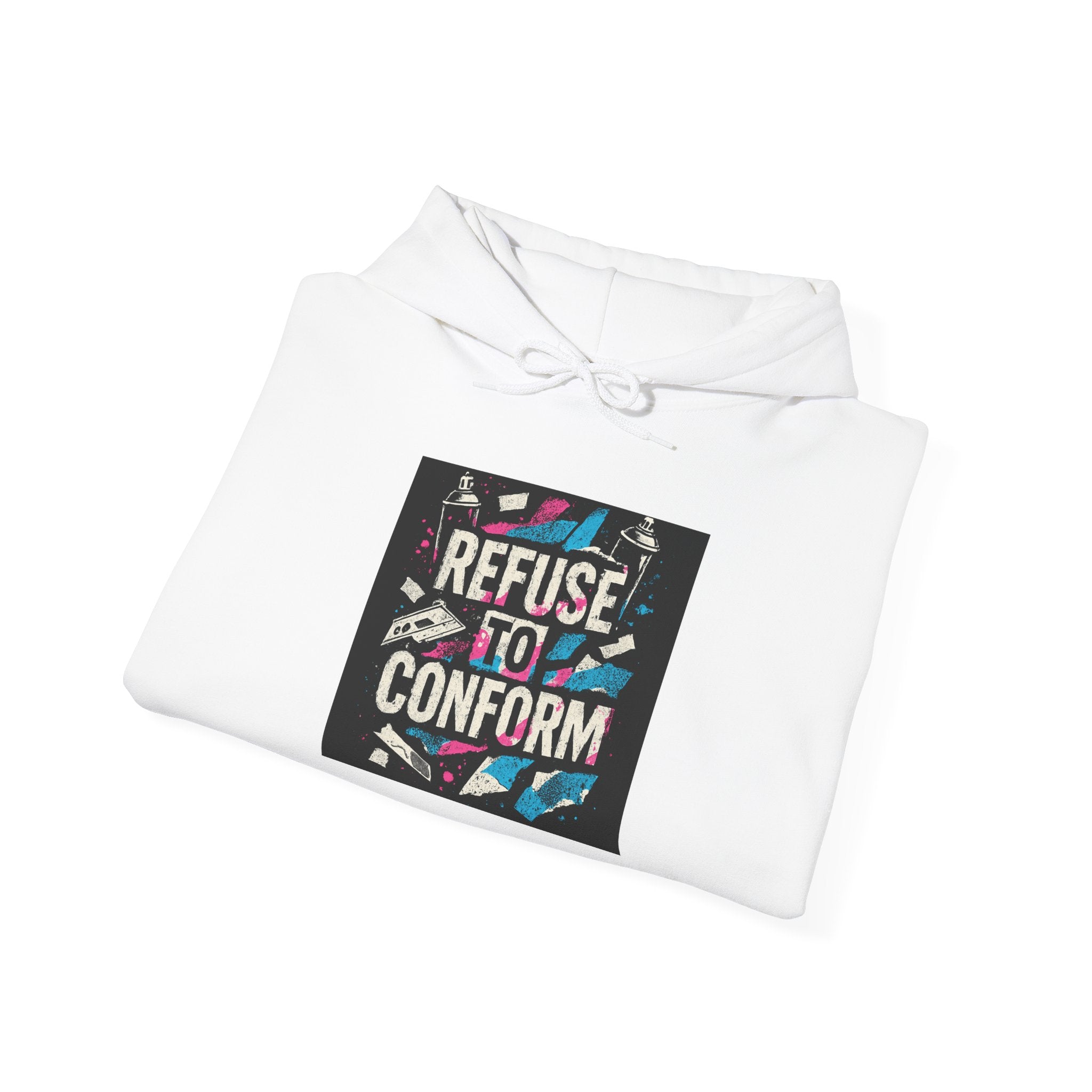 Refuse to Conform Hoodie — Retro Bold Graphic Protest Sweatshirt