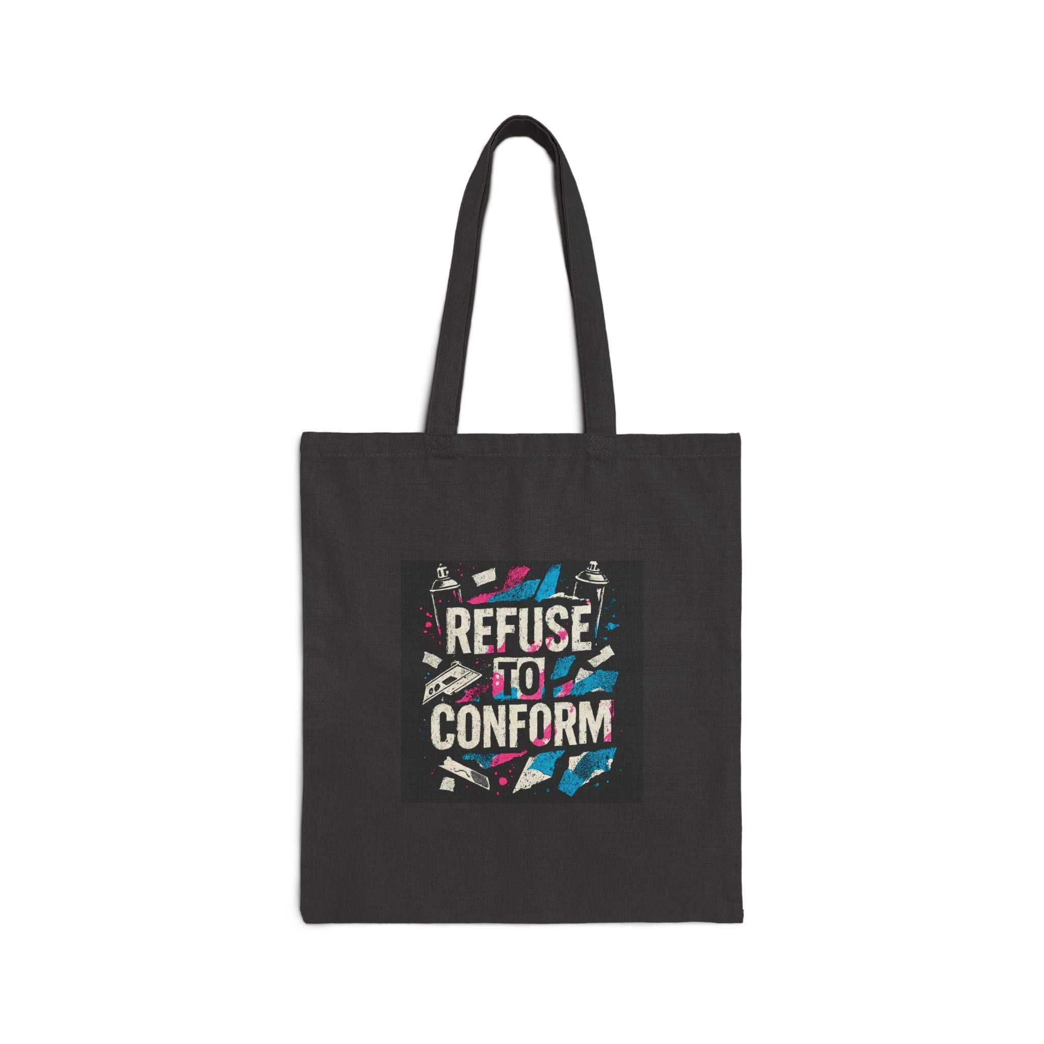 Refuse to Conform Canvas Tote Bag — Bold Retro Graphic Reusable Shopper