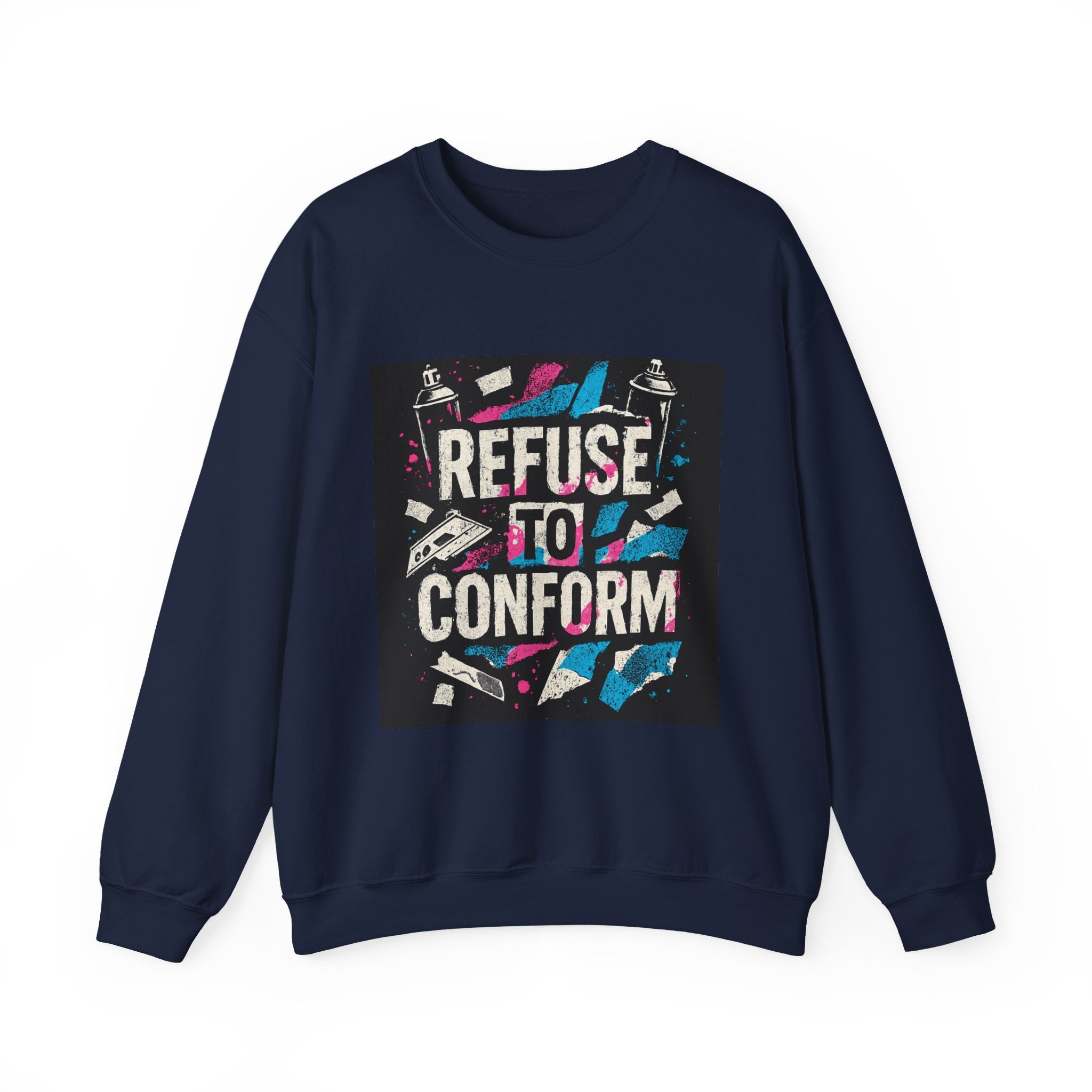 Refuse to Conform Graphic Sweatshirt — Bold Retro Protest Crewneck
