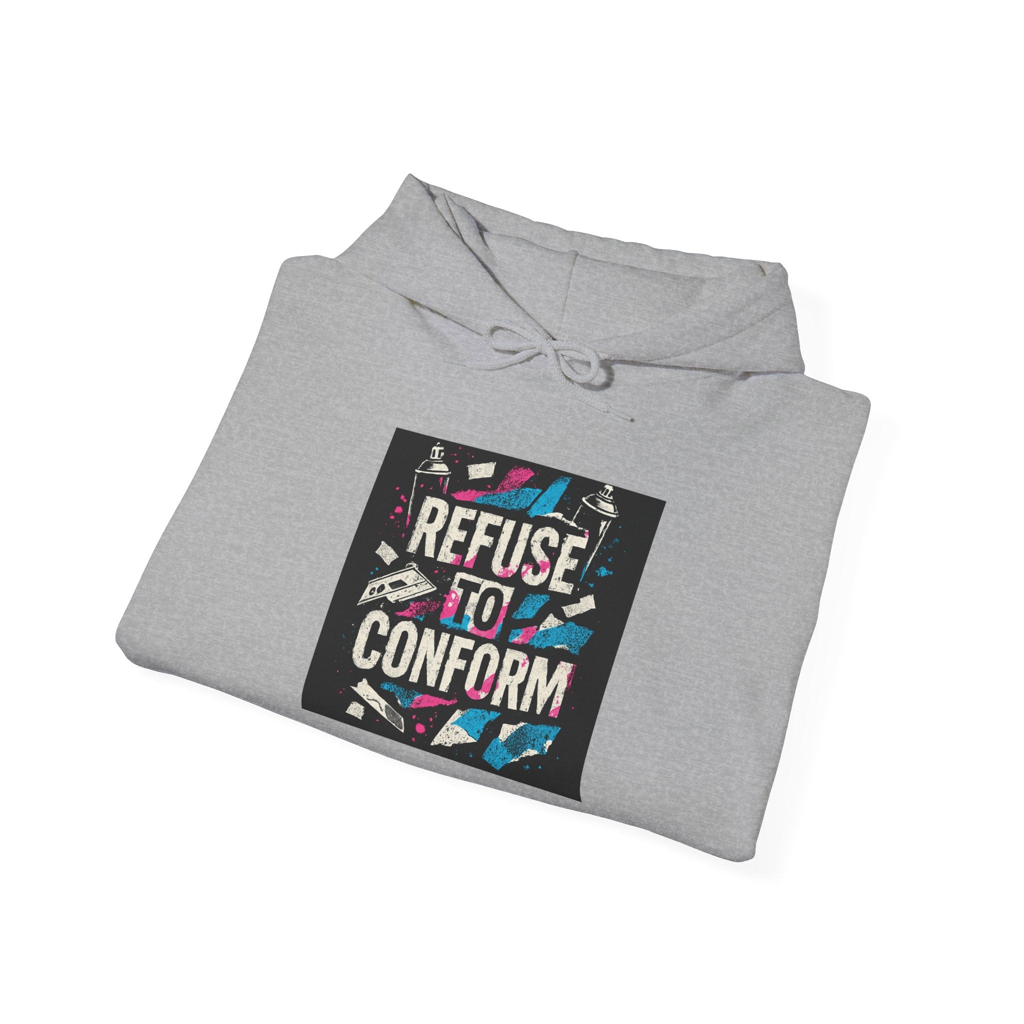 Refuse to Conform Hoodie — Retro Bold Graphic Protest Sweatshirt