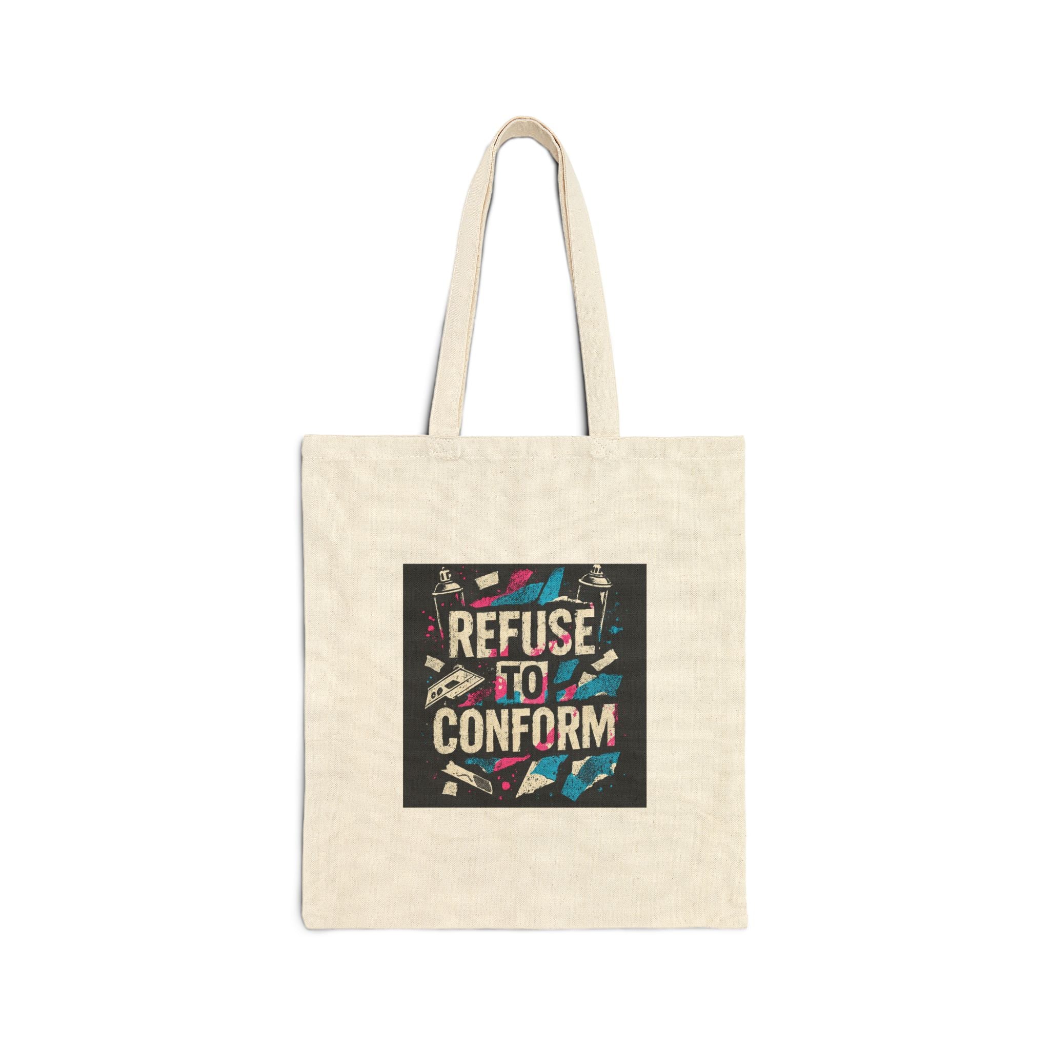 Refuse to Conform Canvas Tote Bag — Bold Retro Graphic Reusable Shopper