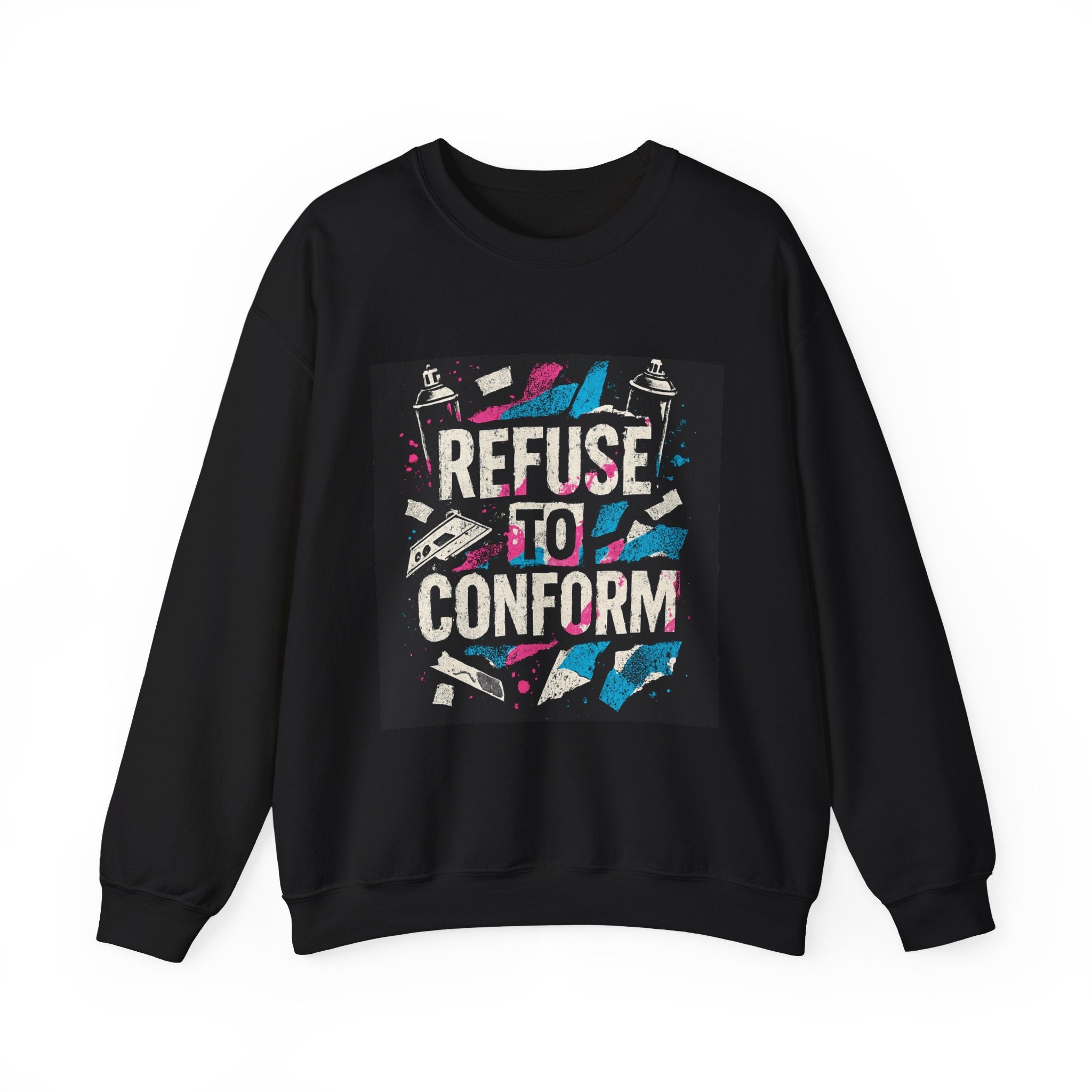Refuse to Conform Graphic Sweatshirt — Bold Retro Protest Crewneck