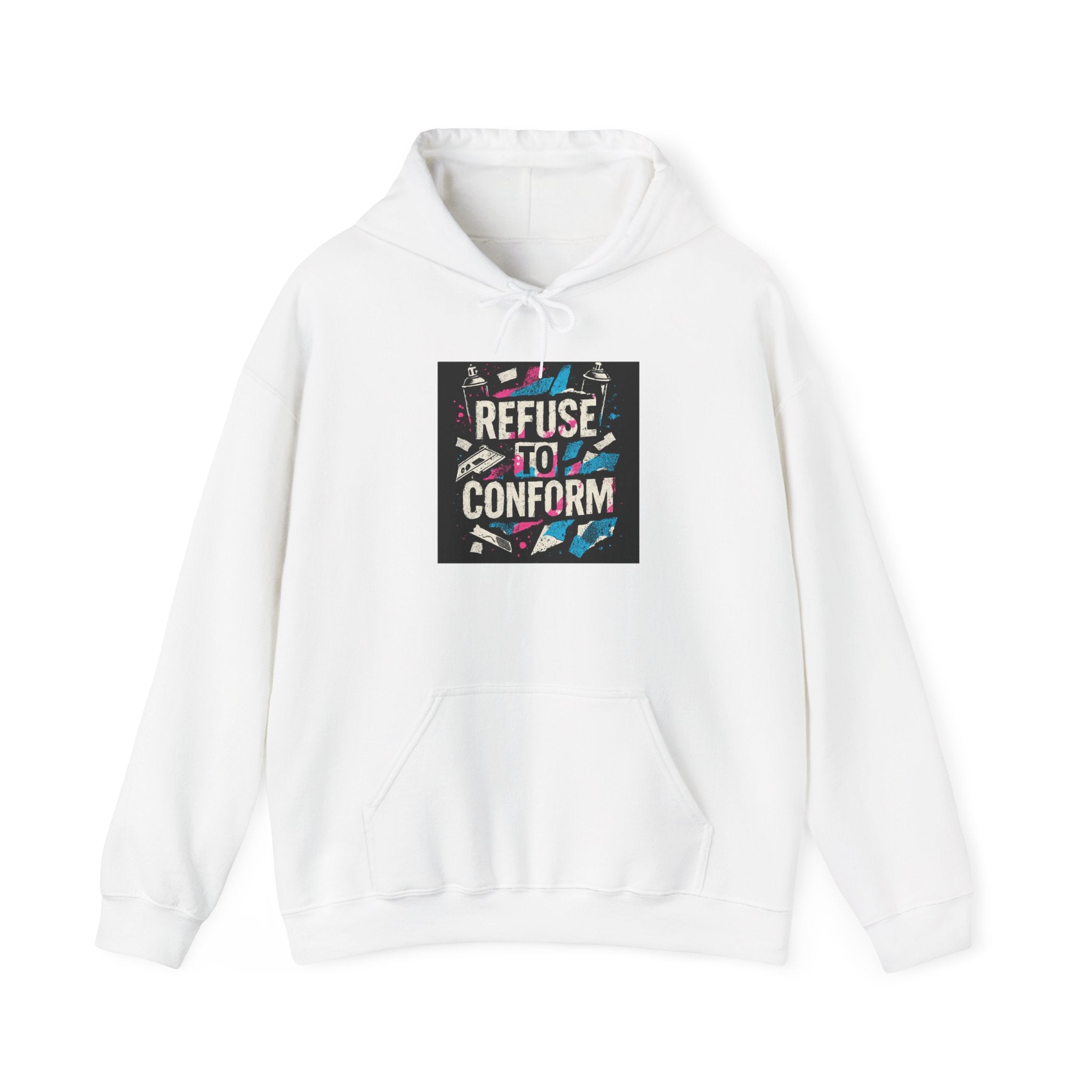 Refuse to Conform Hoodie — Retro Bold Graphic Protest Sweatshirt