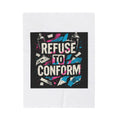 Refuse to Conform Velveteen Plush Blanket — Retro Punk Graphic Throw