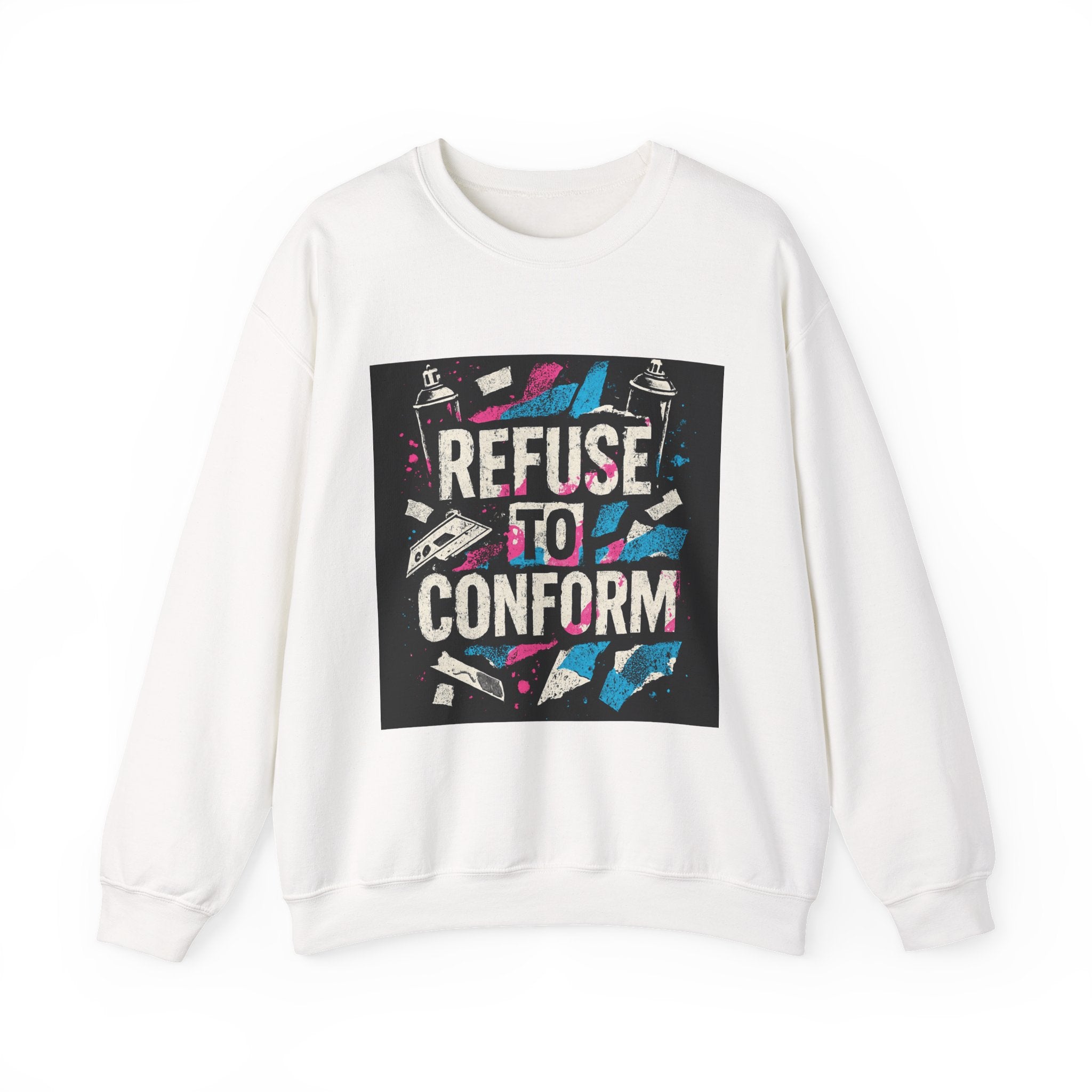 Refuse to Conform Graphic Sweatshirt — Bold Retro Protest Crewneck