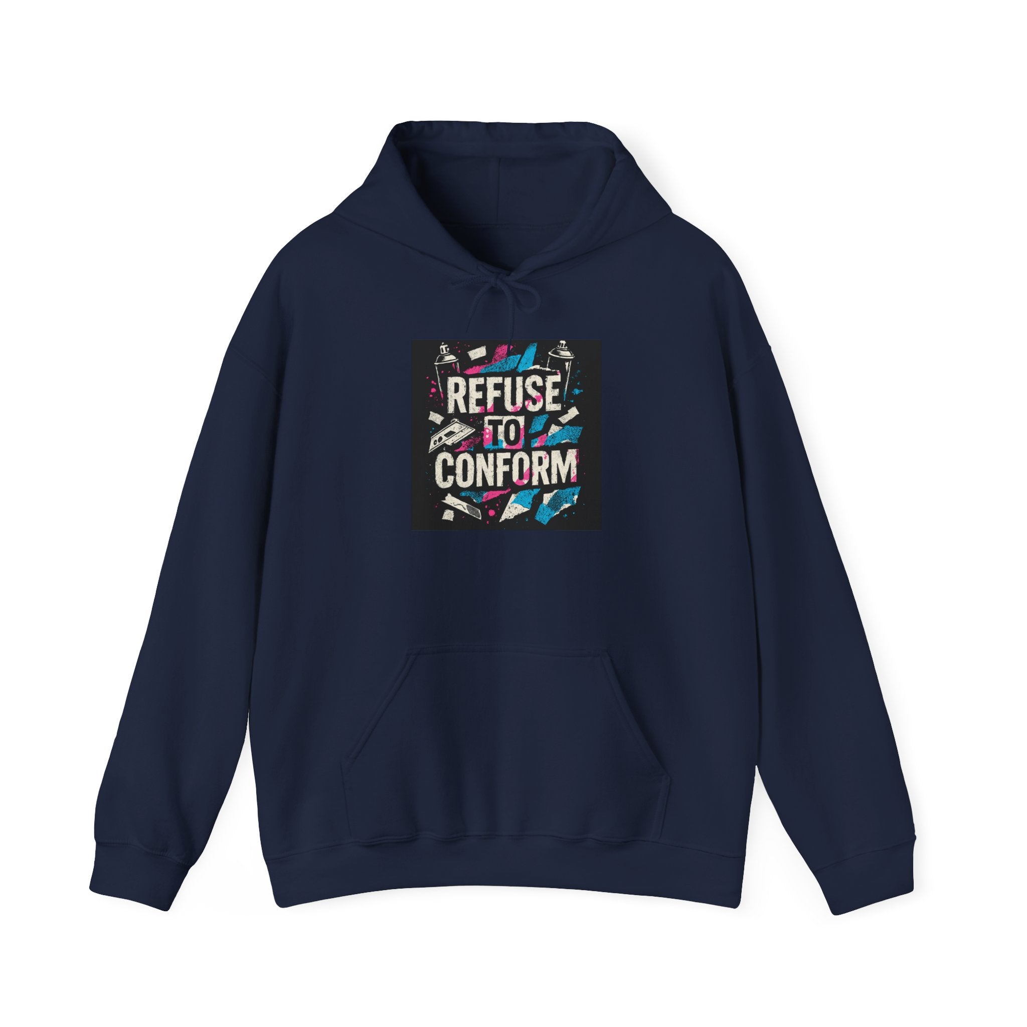 Refuse to Conform Hoodie — Retro Bold Graphic Protest Sweatshirt