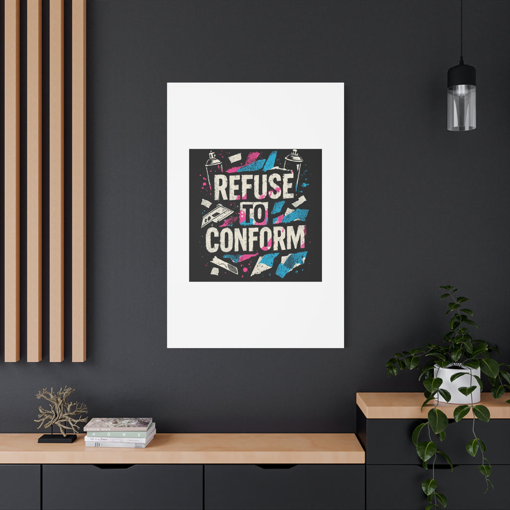 Refuse to Conform Canvas Wall Art — Urban Graffiti Motivational Print